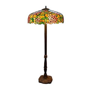 Chicago Art Nouveau Floor Lamp with Mosaic Floral Stained Glass Shade 25 in (1 of 4)
