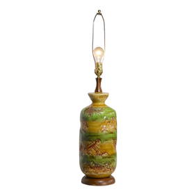 Mid Century Ceramic Table Lamp Earth Tone Glaze 37 Inch C 1950s (1 of 10)