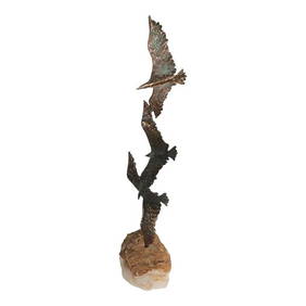 Curtis Jere Bronze and Quartz Birds Sculpture 22" C. 1960s Brutalist Art (1 of 10)