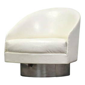 Adrian Pearsall Mid Century Modern White Vinyl Swivel Lounge Chair 27 x 31 x 27.5 (1 of 9)