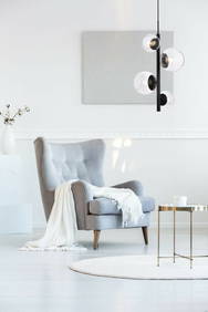 Elegant Lighting Cade 4-Light Black Mid-Century Chandelier with Clear Glass Shades (1 of 9)
