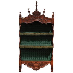 19th Century Louis XV Carved Walnut Estanier Shelf 27.5 x 11 x 56.5 in France (1 of 17)