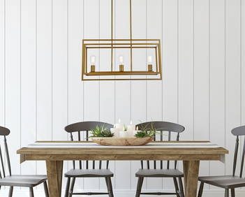 Brass Mid-Century Modern 3-Light Chandelier 30" Adjustable Pendant (1 of 7)