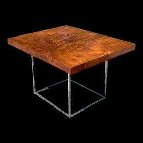 1970s Vintage Boho Burl Wood and Chrome Coffee Table After Milo Baughman (1 of 6)
