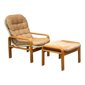 1960s Brigger Oak Lounge Chair and Ottoman Mid Century Modern (1 of 8)