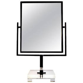 Charles Hollis Jones 1970s Two-Sided Chrome Mirror with Lucite Base 12" H x 10" W (1 of 9)