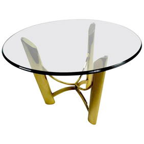 Mastercraft Brass Base Glass Top Modernist Side Table 30 x 30 x 21.75 (1 of 10)