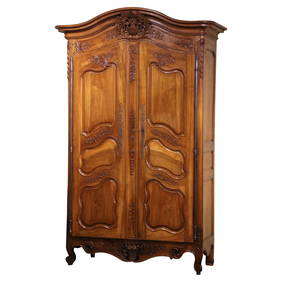 18th Century Louis XV French Walnut Wedding Armoire 108 in Tall (1 of 19)