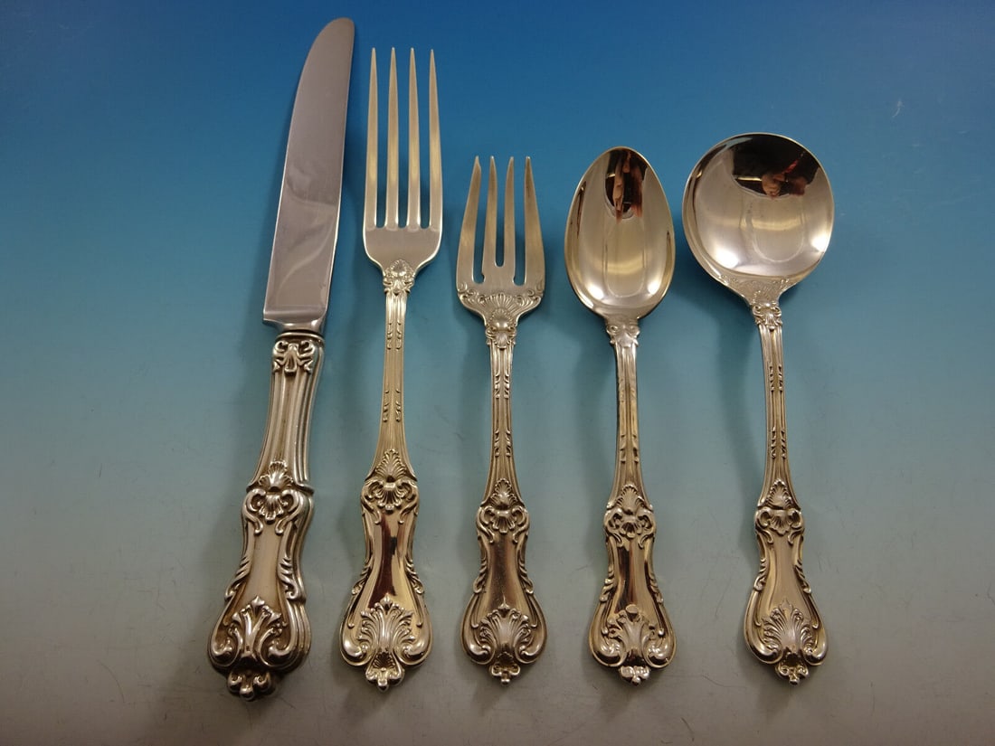 Frank Smith Federal Cotillion Sterling Silver Flatware Set 43 Pcs: Frank Smith Federal Cotillion Sterling Silver Flatware Set 43 Pcs Elevate your dining experience with the exquisite Federal Cotillion flatware set by Frank Smith. This 43-piece sterling silver collect