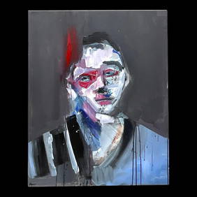 Vintage Boho Abstract Expressionist Oil Portrait 24x30 Canvas (1 of 6)