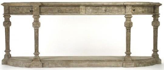 Zentique Rock Ford Console 34H x 87W x 19D Ecru Elm Plywood: Zentique Rock Ford Console 34H x 87W x 19D Ecru Elm Plywood Discover the Exquisite Rock Ford Console, a stunning addition to your classic decor. This console is crafted in a vintage style with a beaut