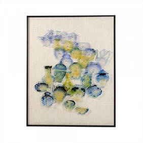 Zentique Abstract Stained Glass Wall Art 39.5 x 32 Linen Finish (1 of 1)