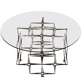 Brutalist Iron Coffee Table with 0.5" Glass Top 30x30x16 (1 of 7)