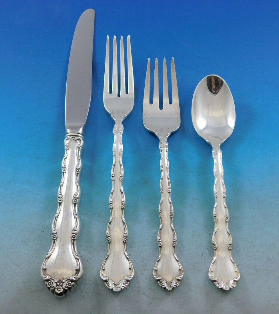 Reed and Barton Tara Sterling Silver Flatware Set 64 Pieces for 12: Reed and Barton Tara Sterling Silver Flatware Set 64 Pieces for 12 Elevate your dining experience with the Tara by Reed and Barton Sterling Silver Flatware Set, designed for 12 and comprising 64 exqui