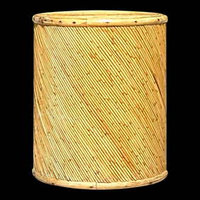Vintage Coastal Pencil Reed Drum Side Table Khaki 18.25" (1 of 5)