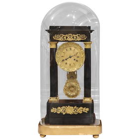 19th Century French Empire Portico Clock with Glass Dome 26.5 in (1 of 9)