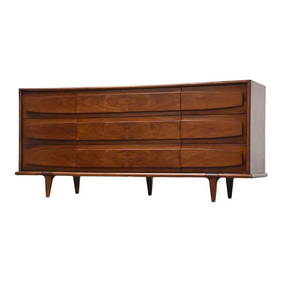Mid Century Modern American of Martinsville Walnut Dresser 68x18.5x31.5 (1 of 9)