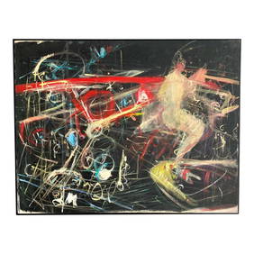 Mid-20th Century Vintage Abstract Oil Painting (1 of 8)