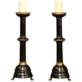 Antique 19th Century Italian Baroque Candlesticks Set of 2 40 in Tall (1 of 8)