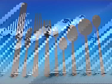 Tiffany & Co. Hampton Sterling Silver Flatware Set 117 pcs for 12 with Storage Chest (1 of 9)