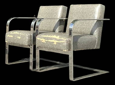Vintage Ralph Lauren Inspired Chrome Lounge Chairs - Pair (1 of 10)