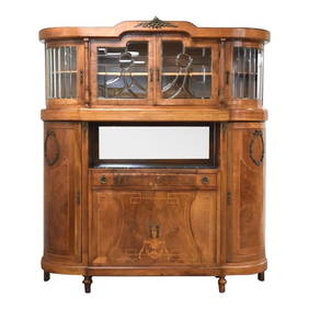 1920s Antique French Provincial Display Cabinet with Marble Top (1 of 9)