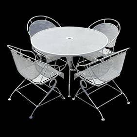Vintage Mid-Century Modern Wrought Iron Dining Set for 5 (1 of 10)