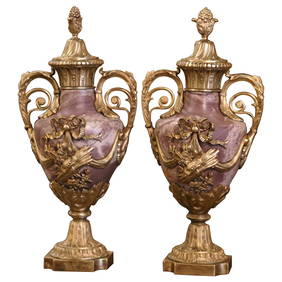 19th Century French Louis XVI Marble Gilt Bronze Cassolettes Set of 2 (1 of 11)