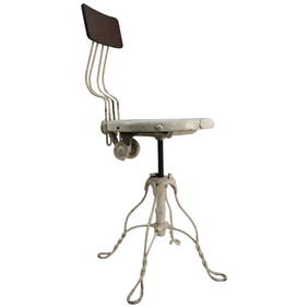Vintage Industrial Adjustable Stool Wrought Iron Wood 19th Century (1 of 10)