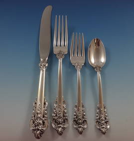 Wallace Grande Baroque Sterling Silver Flatware Set 53 Pcs Dinner Service (1 of 8)
