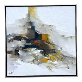 Unique Vintage Boho Abstract Oil Canvas Art 31.25x31.25 (1 of 5)
