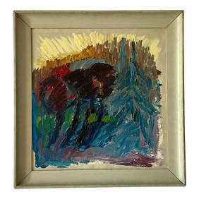 Vintage Boho Abstract Expressionist Original Oil on Canvas 1963 (1 of 7)