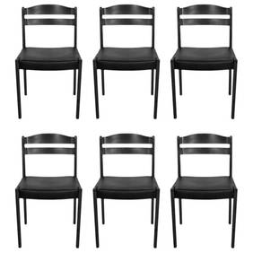 Set of 6 Black Teak Danish Modern Dining Chairs Made in Denmark (1 of 6)