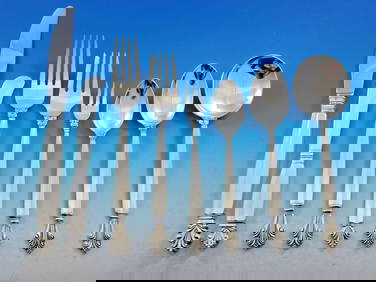 Georg Jensen Acanthus Sterling Silver Flatware Set 104 pcs for 12 (1 of 12)