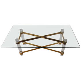 1970s Vintage Lucite Brass Glass Dining Table 84 x 44 x 29 (1 of 10)