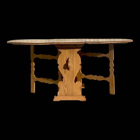 Vintage Swedish Drop Leaf Wooden Dining Table with Carved Legs (1 of 8)