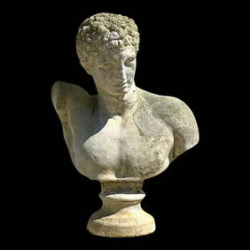 Regency Style Aged Cast Stone Bust of Hermes 25 x 13.25 x 32 (1 of 6)