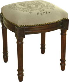 Elegant Traditional Vanity Stool with Paris Crest Design (1 of 2)