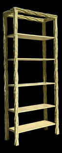 Vintage Faux Bois Etagere 5-Tier Wood Shelf Light Green Regency Charm: Vintage Faux Bois Etagere 5-Tier Wood Shelf Light Green Regency Charm Add an elegant statement to your space with this stunning vintage faux bois etagere, featuring an exquisite rope-like carved frame