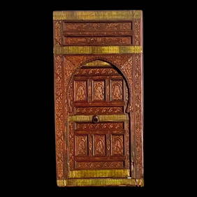 Vintage Boho Moroccan Door with Brass Accents 49x96 Auburn (1 of 5)