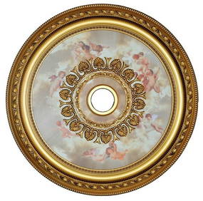 32" Round Antique Style Ceiling Medallion Angels and Clouds ART80 (1 of 2)