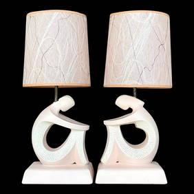 Pair of Vintage 1950s MCM Sculptural Table Lamps After Frederick Weinberg (1 of 9)