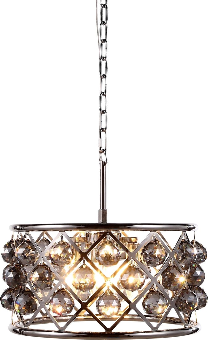 Elegant Lighting Madison Pendant 9H Polished Nickel Crystal: Elegant Lighting Madison Pendant 9H Polished Nickel Crystal Illuminate your space with the Madison Pendant Light, a stunning fixture featuring a hand-polished finish in polished nickel silver gray. Th