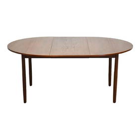 Refinished 1960s Danish Modern Teak Round Dining Table with Leaf 66.75 in (1 of 9)