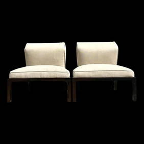 Vintage Boho Slipper Chairs by Michael Taylor for Baker Ebony Shoji Design Pair (1 of 8)