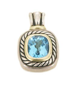 David Yurman Noblesse Pendant Blue Topaz 14k Gold 925 Silver (1 of 5)