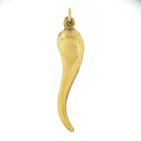 Vintage 14K Yellow Gold Puffed Italian Horn Symbol Charm Pendant 1.64" (1 of 4)