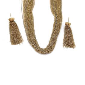 Elegant 14k Two Tone Multi Strand Necklace Earring Set (1 of 8)