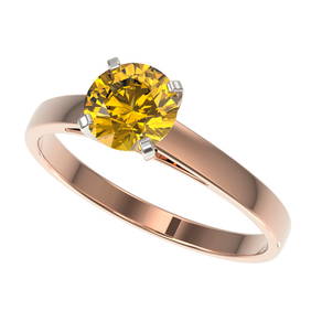 1 ctw Certified Intense Yellow Diamond Engagement Ring 10k Rose Gold (1 of 3)
