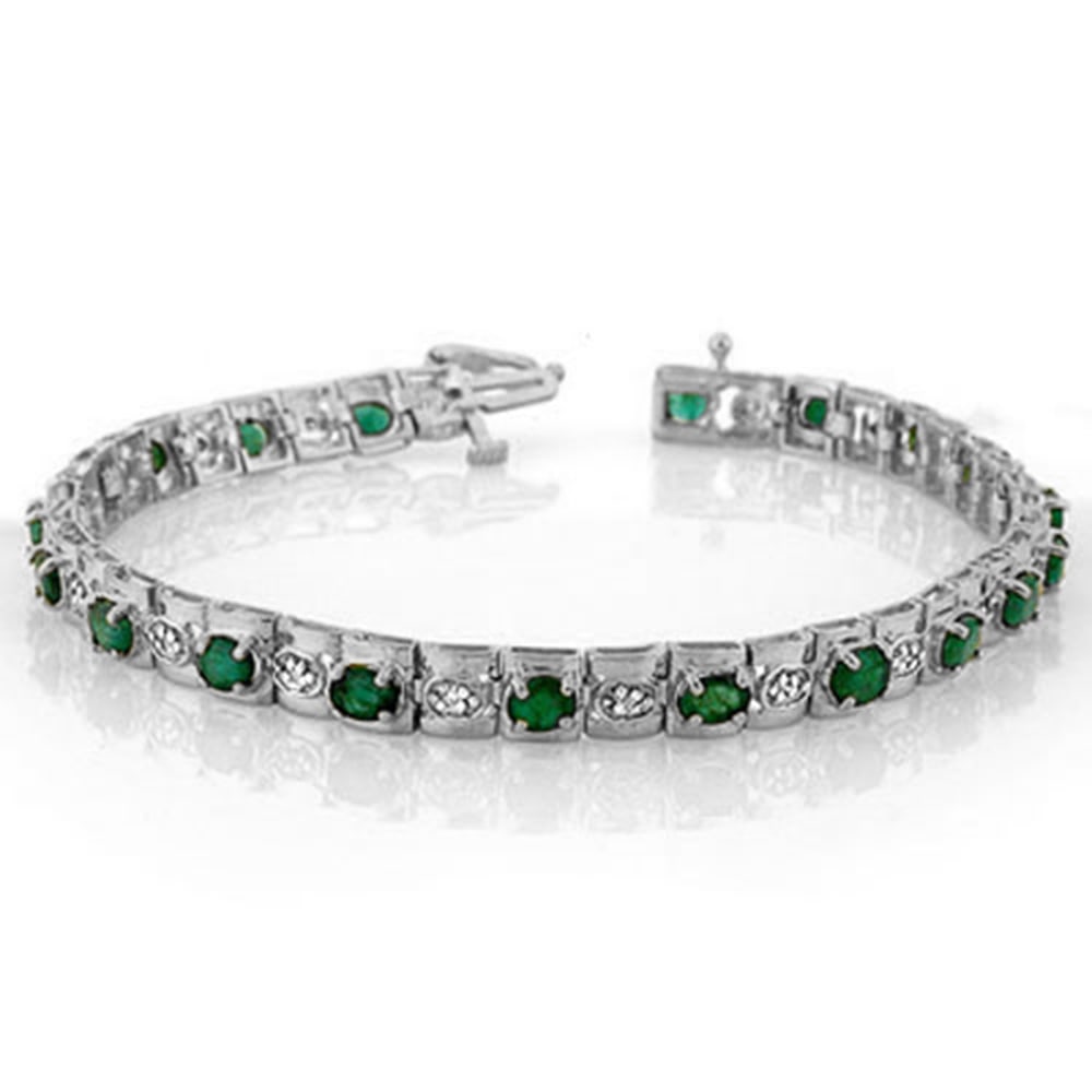 4.09 ctw Emerald & Diamond Bracelet 14k White Gold: 4.09 ctw Emerald & Diamond Bracelet 14k White Gold 4.09 ctw Emerald & Diamond Bracelet 14k White Gold Designer Brand Luxury Jewelrymade in the USA Suggested Retail Price: $7800 . Item: Emerald Bracele